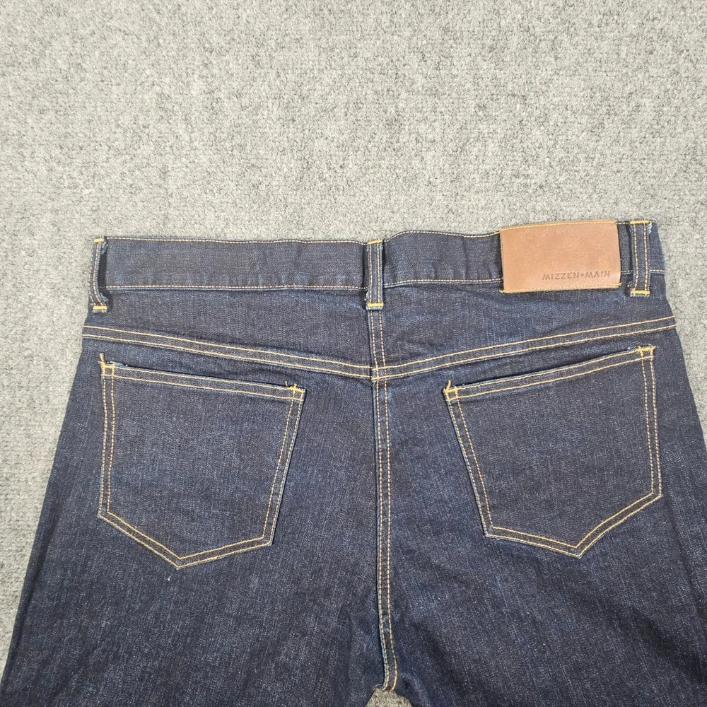 Mizzen+Main Mens Dark Wash Straight Leg Jeans Size 34 Made‎ in America